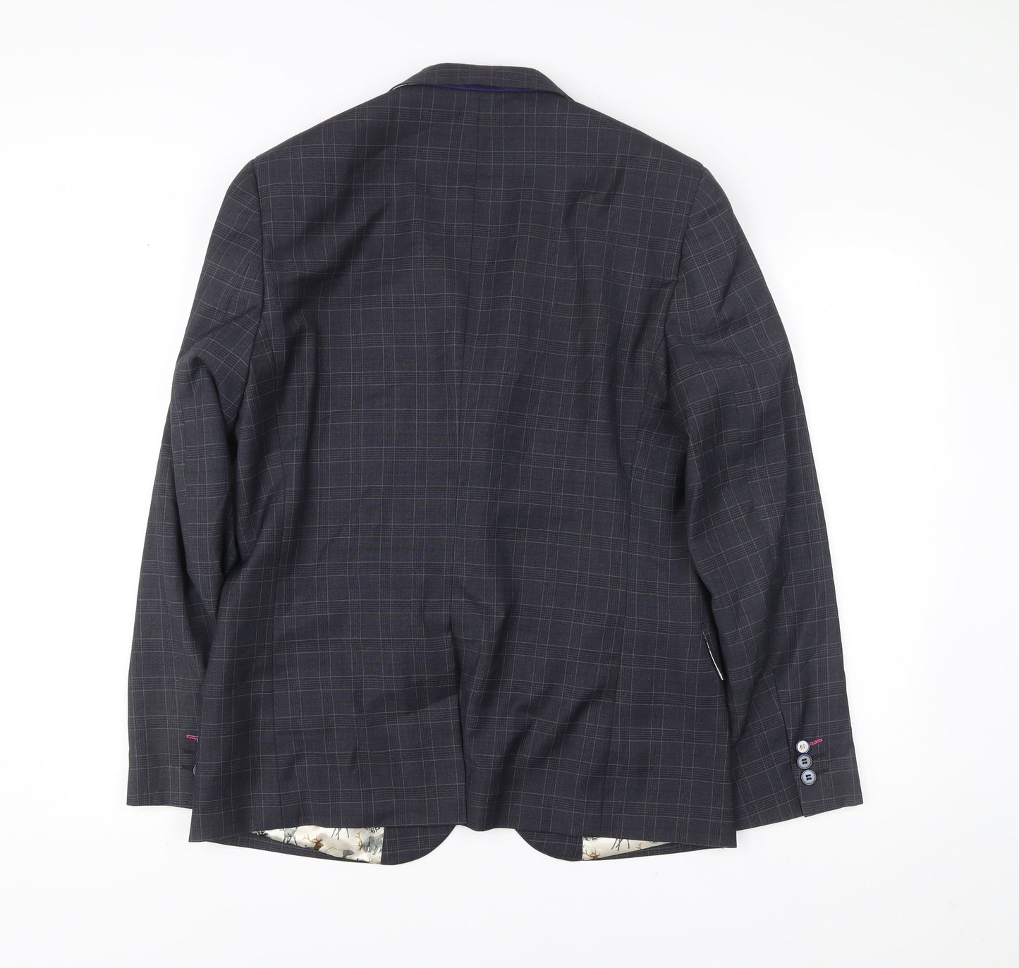 Harry Brown Men's Blue Slim Fit Check Blazer Jacket 40R