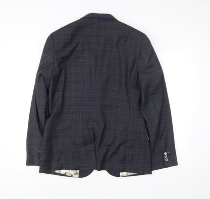 Harry Brown Men's Blue Slim Fit Check Blazer Jacket 40R