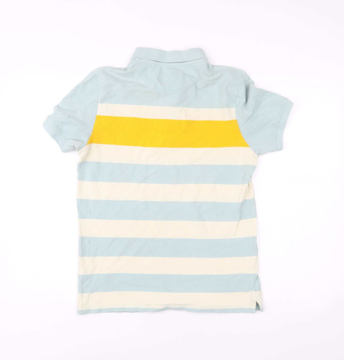 Lyle & Scott Men’s Blue Yellow Striped Cotton Polo Shirt Size M