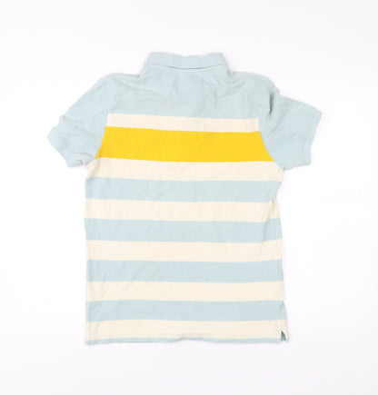 Lyle & Scott Men’s Blue Yellow Striped Cotton Polo Shirt Size M