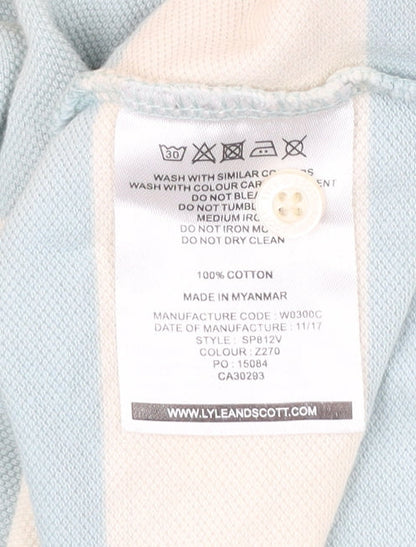 Lyle & Scott Men’s Blue Yellow Striped Cotton Polo Shirt Size M