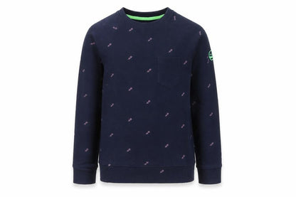 Front view of O'Neill boys’ blue cotton crew neck graphic sweatshirt age 12 years