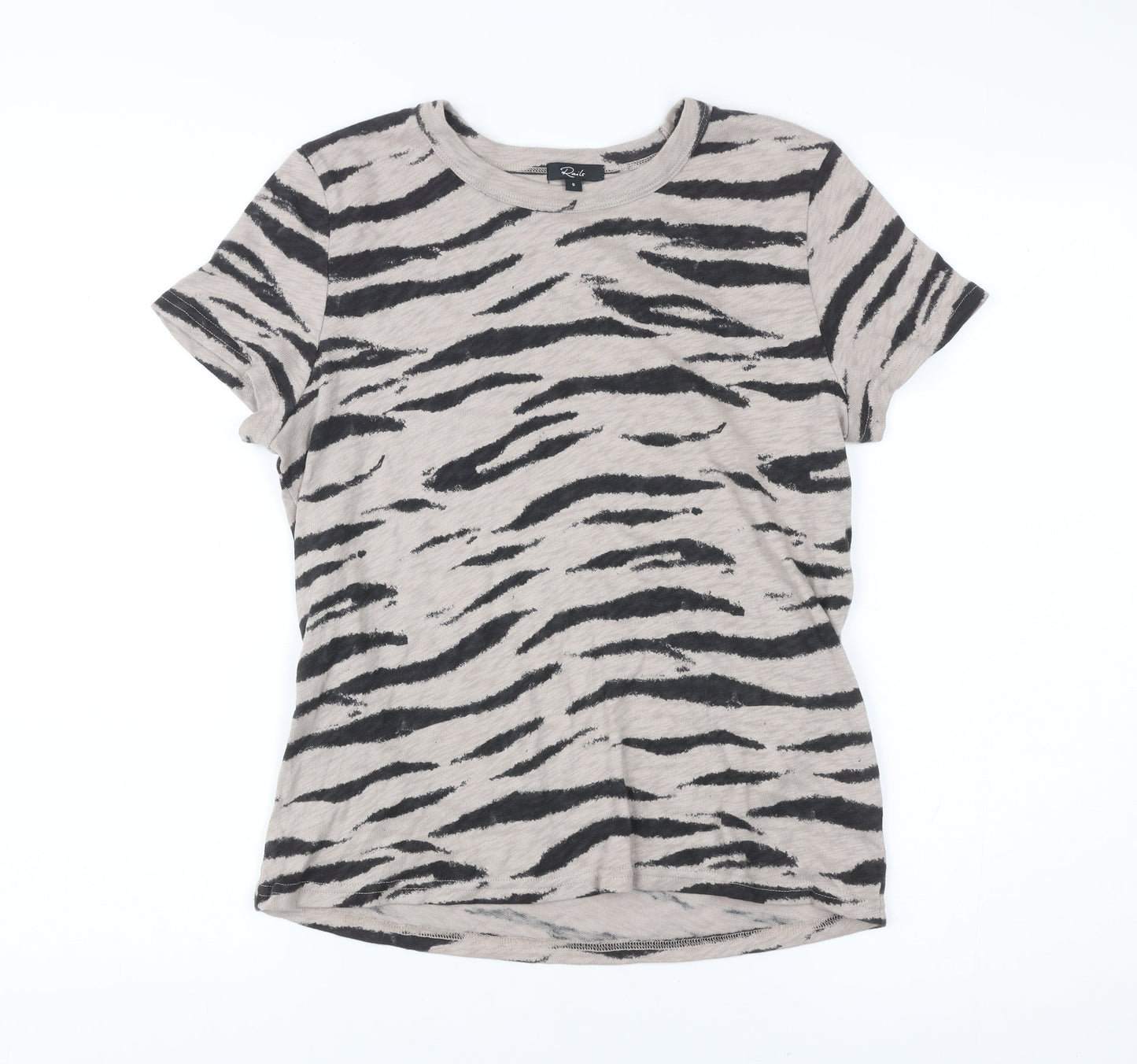 Rails Womens Beige Animal Print T-Shirt Size S Short Sleeve Cotton