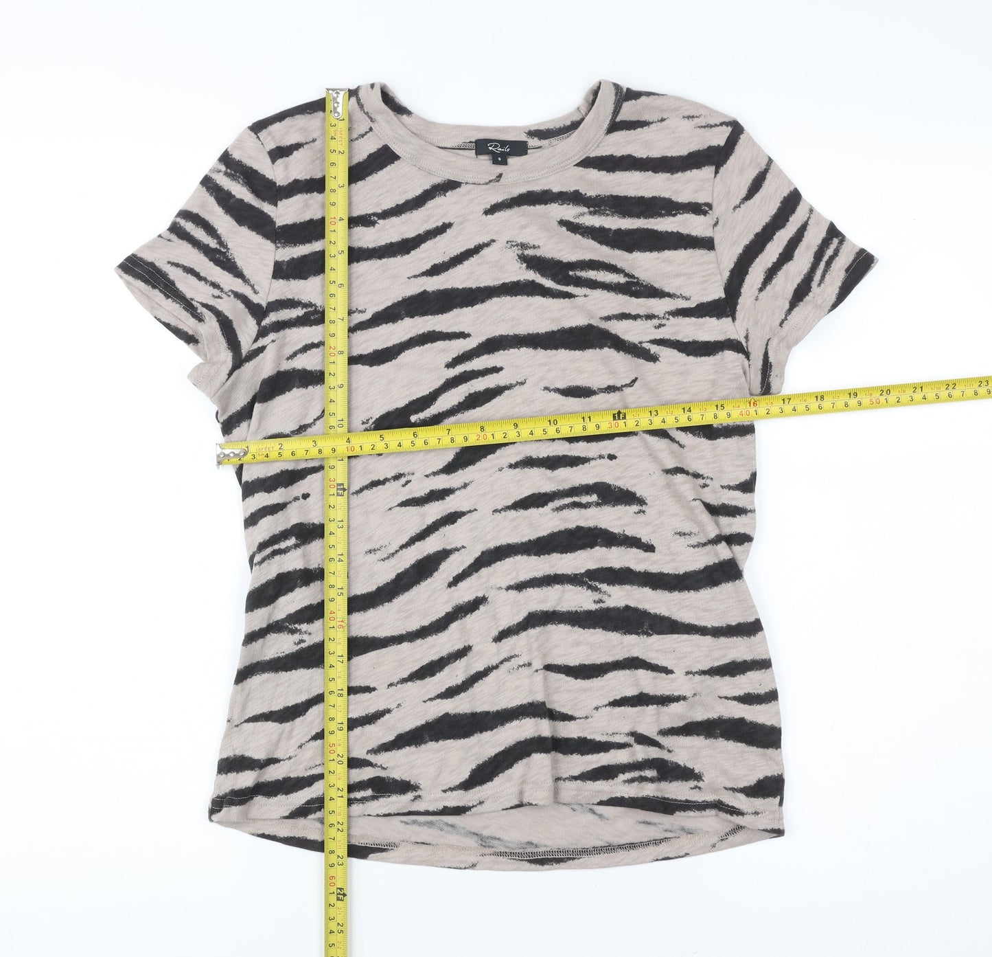 Rails Womens Beige Animal Print T-Shirt Size S Short Sleeve Cotton