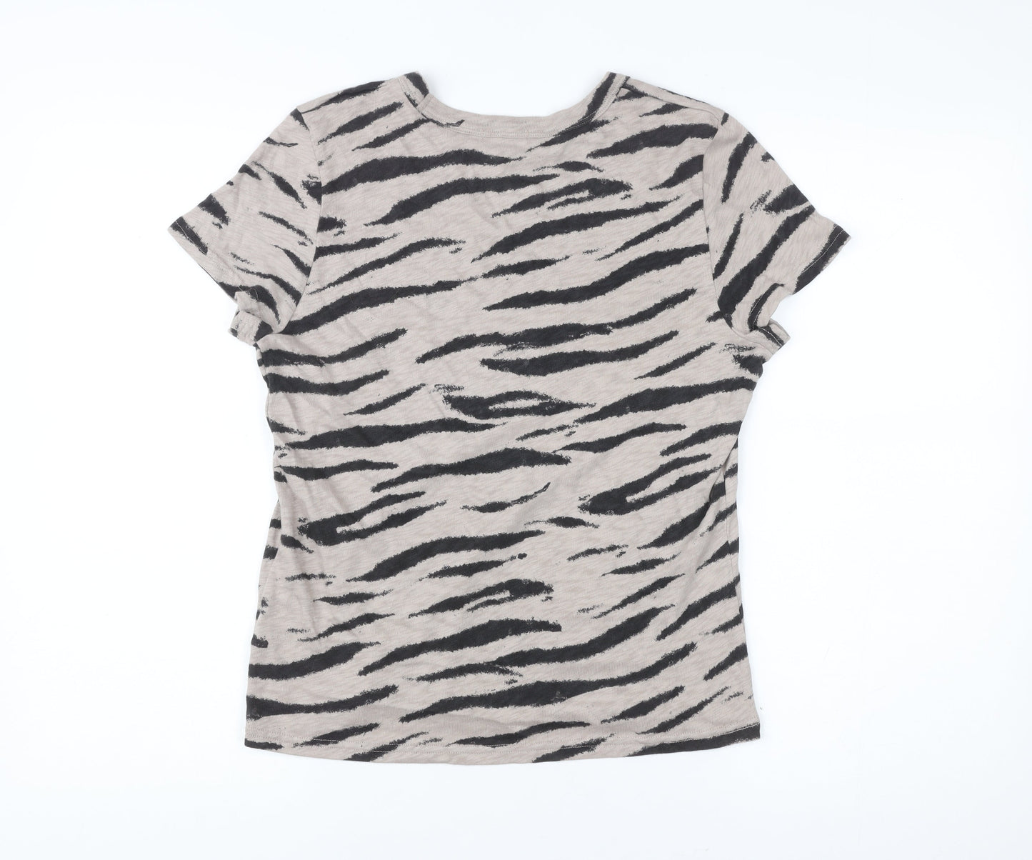 Rails Womens Beige Animal Print T-Shirt Size S Short Sleeve Cotton