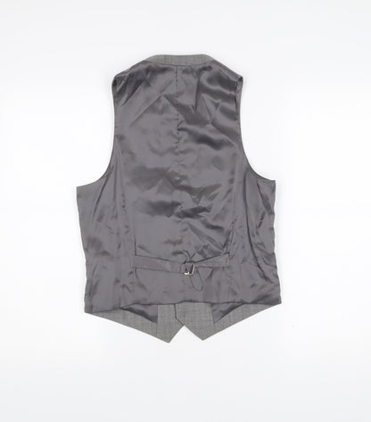 Topman Men's Grey Waistcoat Size 36 Slim Fit Wool Blend Formal