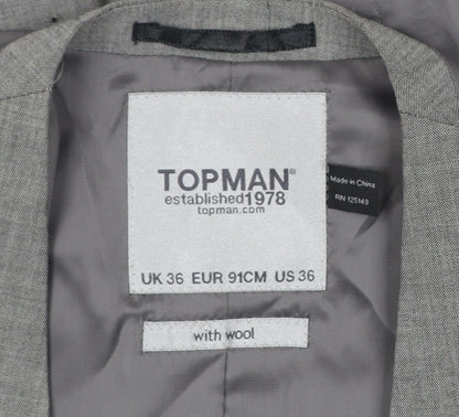 Topman Men's Grey Waistcoat Size 36 Slim Fit Wool Blend Formal