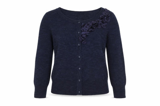 Rocha John Rocha Womens Blue Size 8 Cardigan Crew Neck Long Sleeve