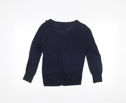 Rocha John Rocha Womens Blue Size 8 Cardigan Crew Neck Long Sleeve