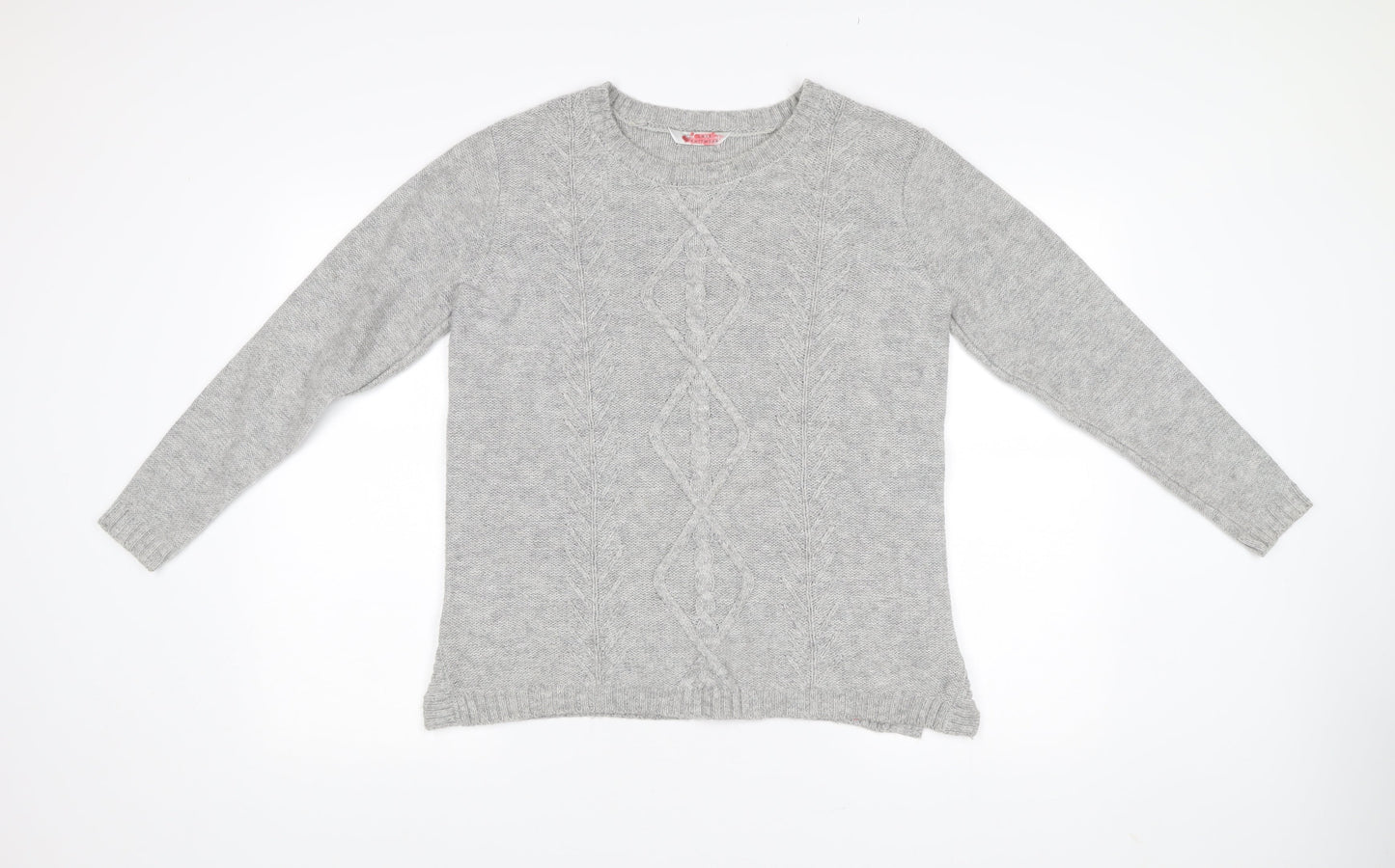 BHS Women’s Grey Cable-Knit Pullover Jumper Size 16
