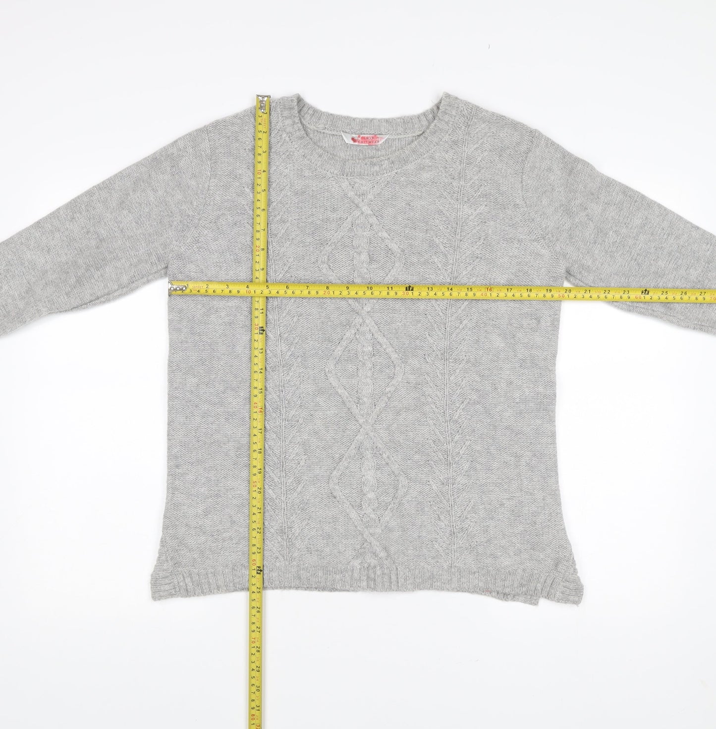 BHS Women’s Grey Cable-Knit Pullover Jumper Size 16