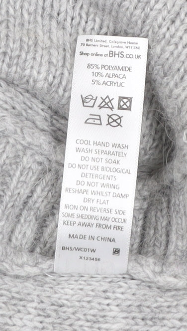 BHS Women’s Grey Cable-Knit Pullover Jumper Size 16