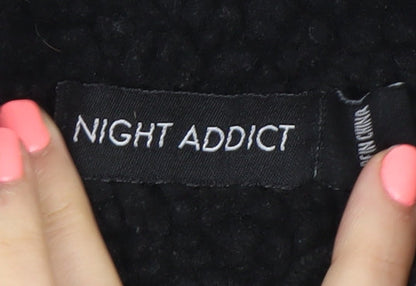 Night Addict Womens Black Hoodie M Pullover Hooded Polyester Warm