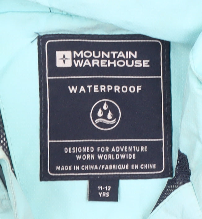 Mountain Warehouse Boys Blue Waterproof Hooded Rain Coat Jacket 11-12 Years