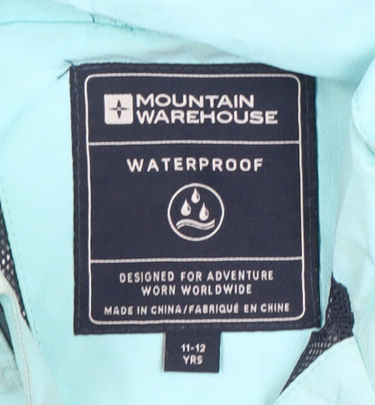 Mountain Warehouse Boys Blue Waterproof Hooded Rain Coat Jacket 11-12 Years