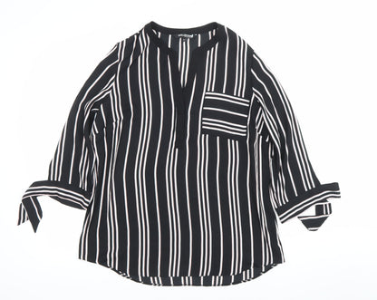 The Collection Debenhams Womens Black Striped Blouse Size 12 V-Neck 3/4 Sleeve