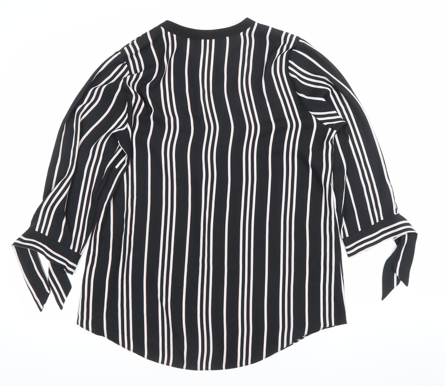 The Collection Debenhams Womens Black Striped Blouse Size 12 V-Neck 3/4 Sleeve