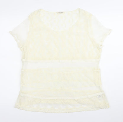 Marks and Spencer Women’s Ivory Lace Tunic Blouse UK 16 Scoop Neck