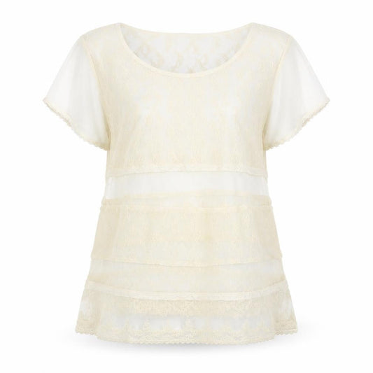 Marks and Spencer Women’s Ivory Lace Tunic Blouse UK 16 Scoop Neck