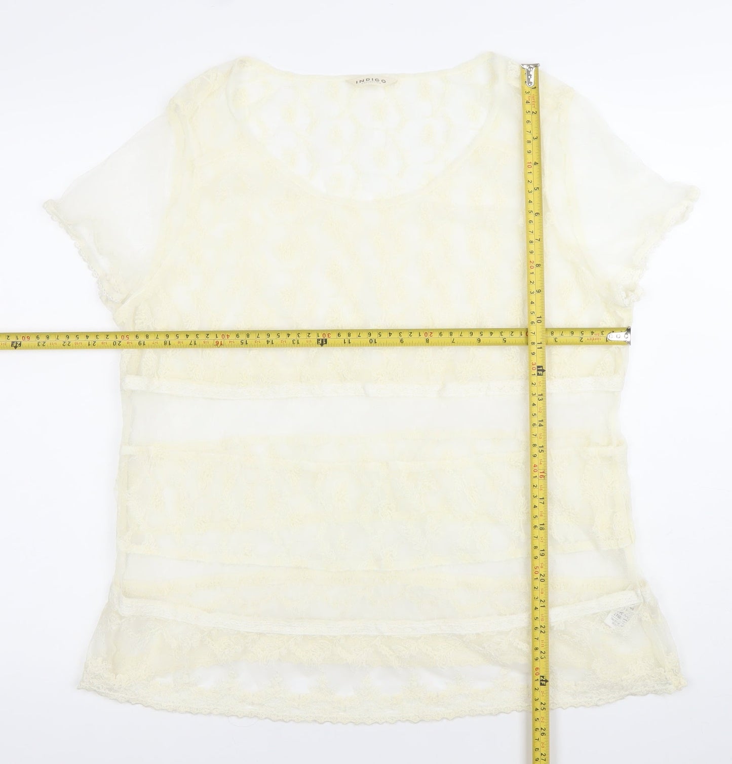 Marks and Spencer Women’s Ivory Lace Tunic Blouse UK 16 Scoop Neck