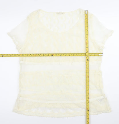 Marks and Spencer Women’s Ivory Lace Tunic Blouse UK 16 Scoop Neck