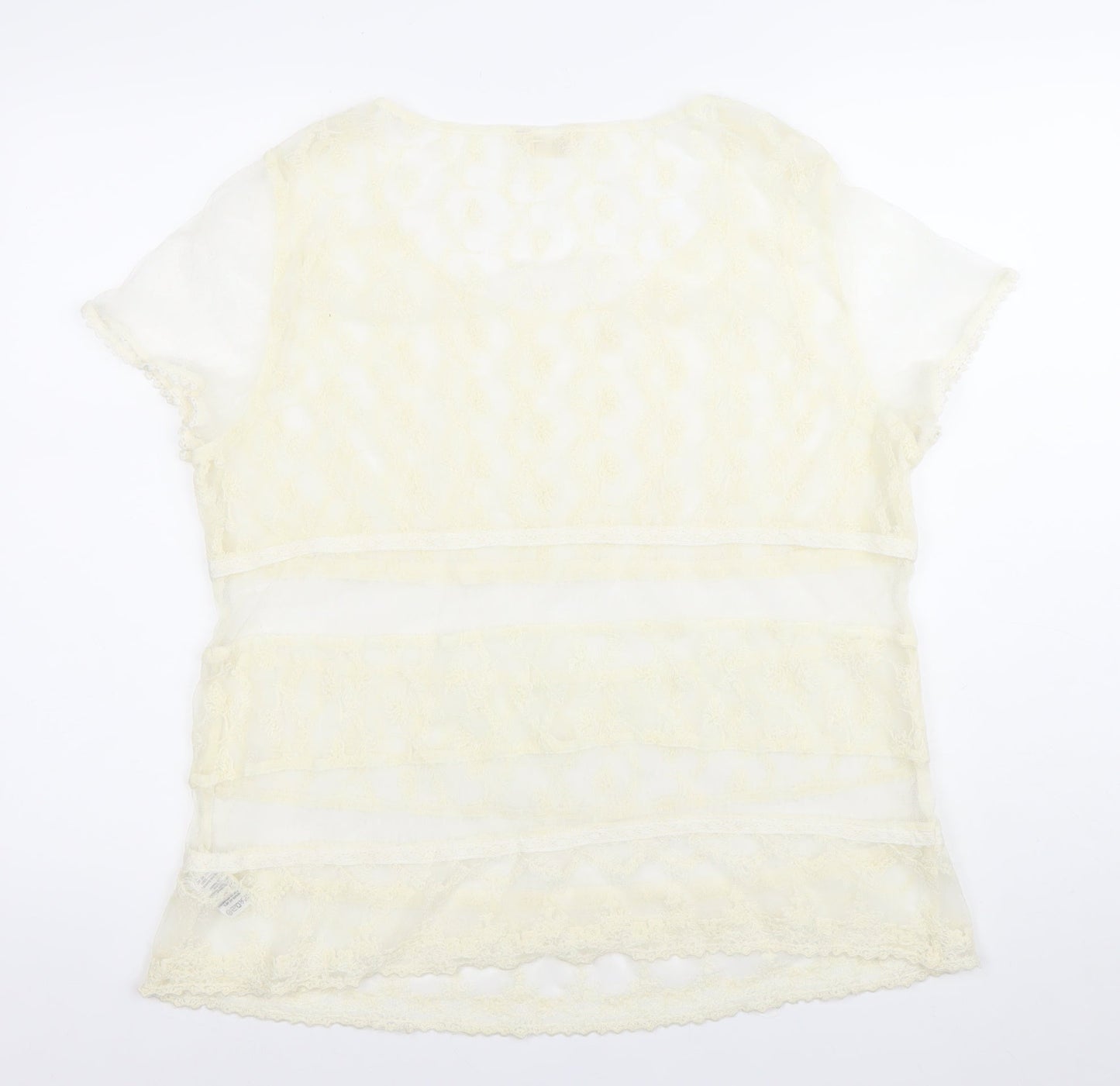 Marks and Spencer Women’s Ivory Lace Tunic Blouse UK 16 Scoop Neck