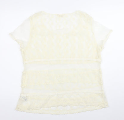 Marks and Spencer Women’s Ivory Lace Tunic Blouse UK 16 Scoop Neck