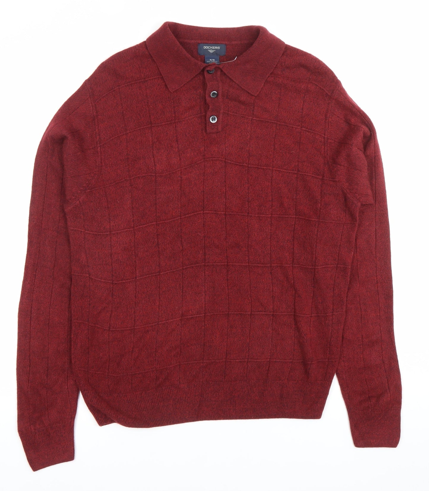 Dockers Men’s Red Long Sleeve Polo Knit Jumper Size M
