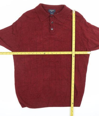 Dockers Men’s Red Long Sleeve Polo Knit Jumper Size M