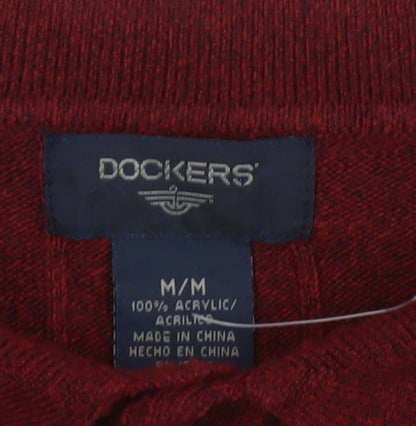 Dockers Men’s Red Long Sleeve Polo Knit Jumper Size M