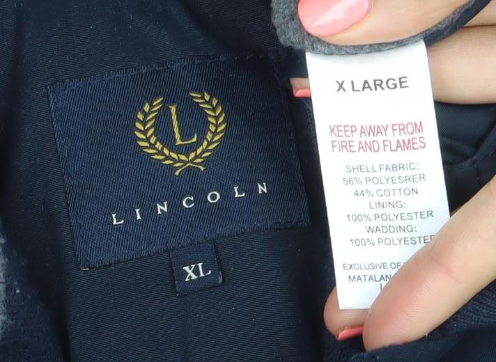Lincoln Men’s Blue XL Jacket Regular Fit Mid-Length Cotton Blend