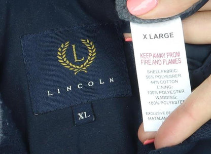 Lincoln Men’s Blue XL Jacket Regular Fit Mid-Length Cotton Blend