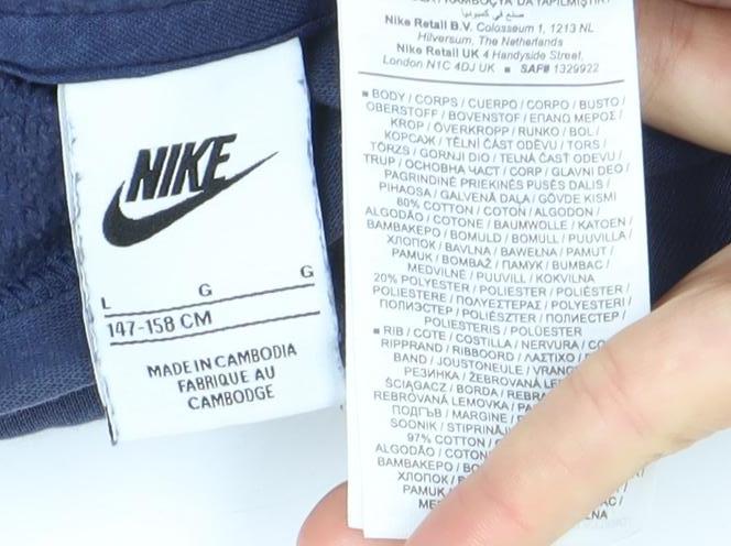 Nike Boys Blue Pullover Hoodie 12-13 Years Regular Fit Sportswear