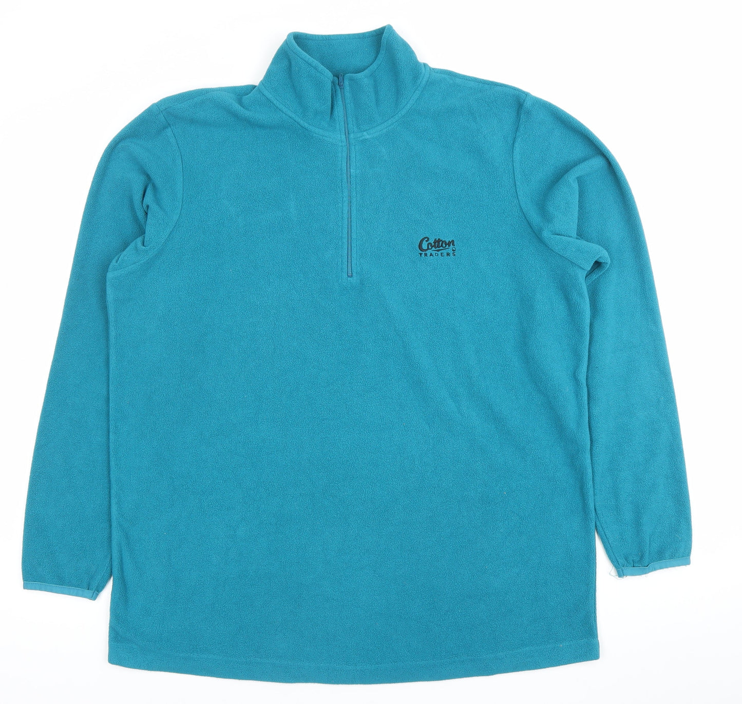 Cotton Traders Men’s Blue Fleece Sweatshirt L Mock Neck Half Zip