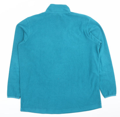 Cotton Traders Men’s Blue Fleece Sweatshirt L Mock Neck Half Zip