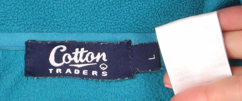 Cotton Traders Men’s Blue Fleece Sweatshirt L Mock Neck Half Zip