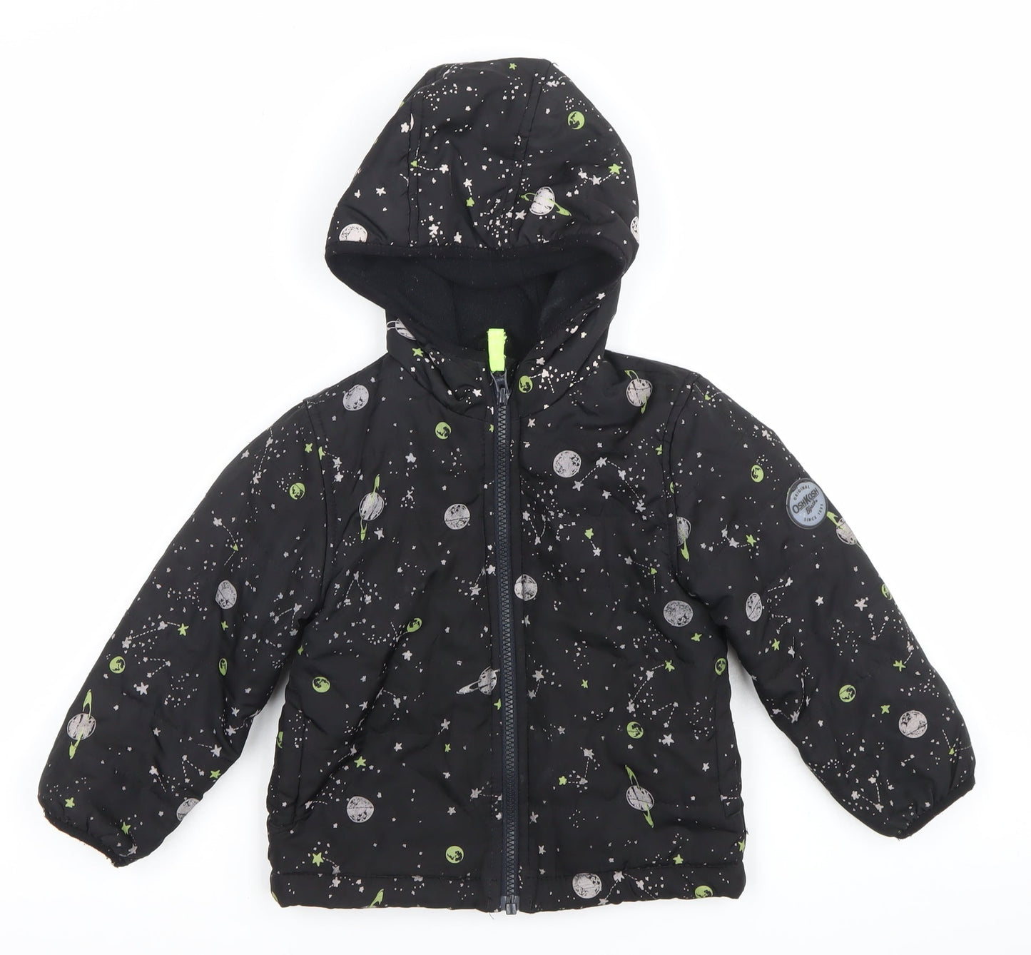 OshKosh B'gosh Boys Black Space Print Puffer Winter Jacket 3 Years