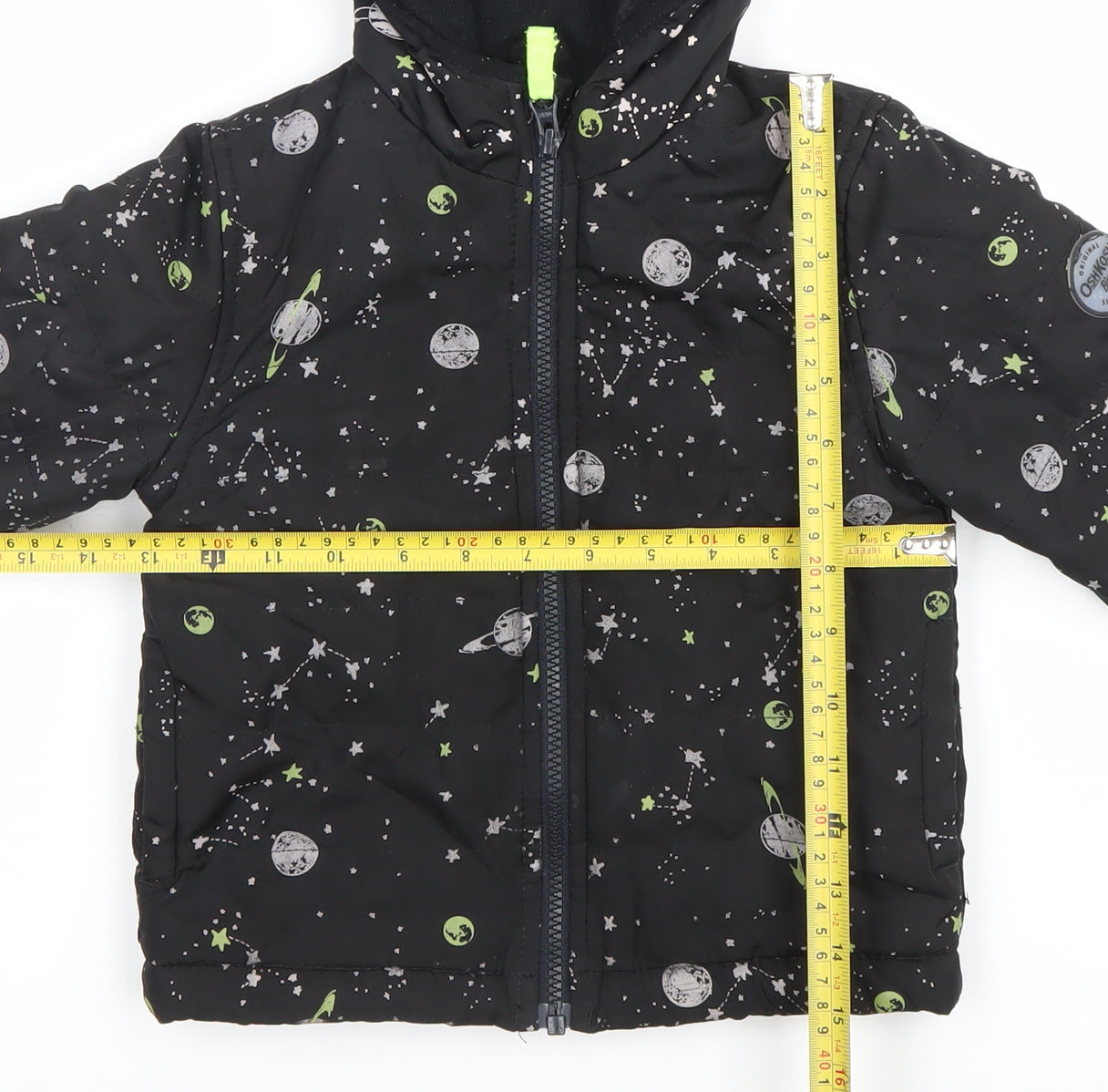 OshKosh B'gosh Boys Black Space Print Puffer Winter Jacket 3 Years