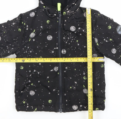 OshKosh B'gosh Boys Black Space Print Puffer Winter Jacket 3 Years