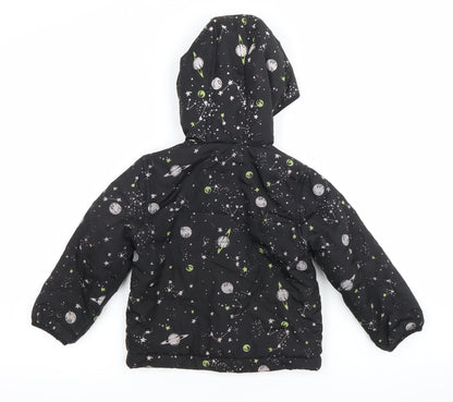 OshKosh B'gosh Boys Black Space Print Puffer Winter Jacket 3 Years