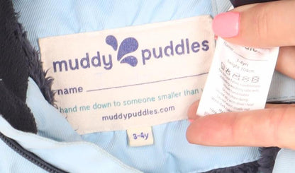 Muddy Puddles Boys Blue 3-4Y Waterproof Parka Winter Coat