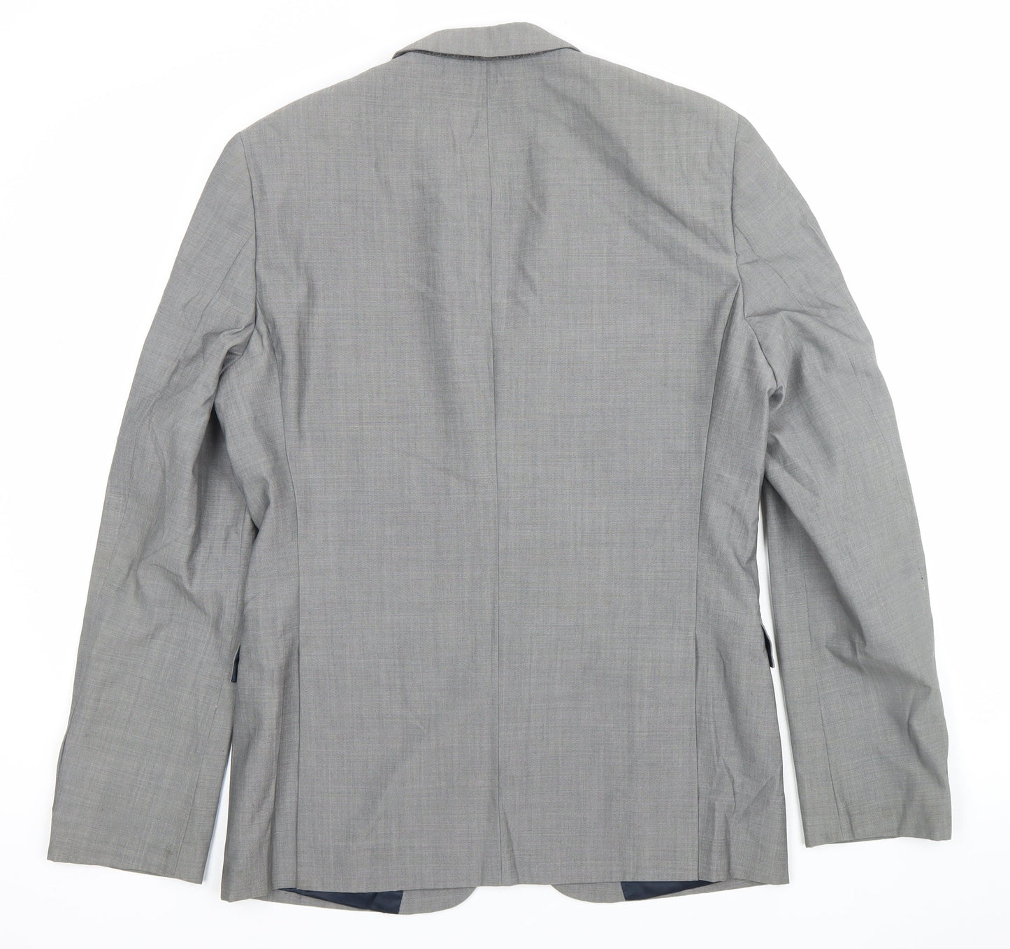 Topman Men’s Grey Slim Fit Suit Jacket 38R Wool Blend 2 Button