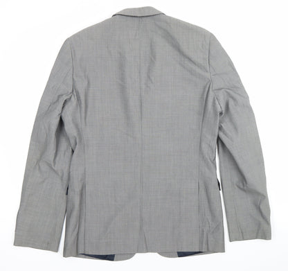 Topman Men’s Grey Slim Fit Suit Jacket 38R Wool Blend 2 Button