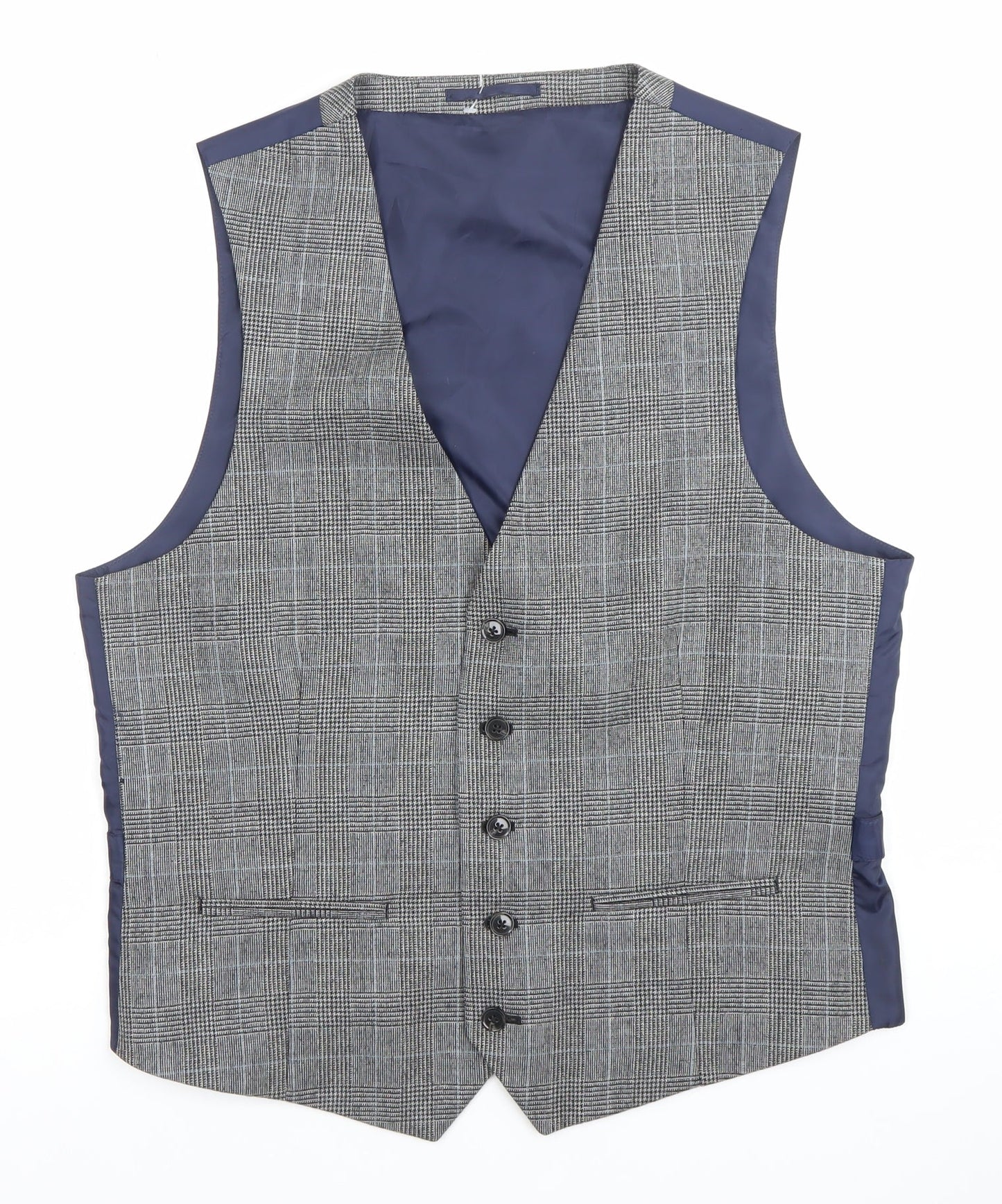 Burton Menswear Men's Grey Checked Wool Waistcoat Size M 38-41" Chest