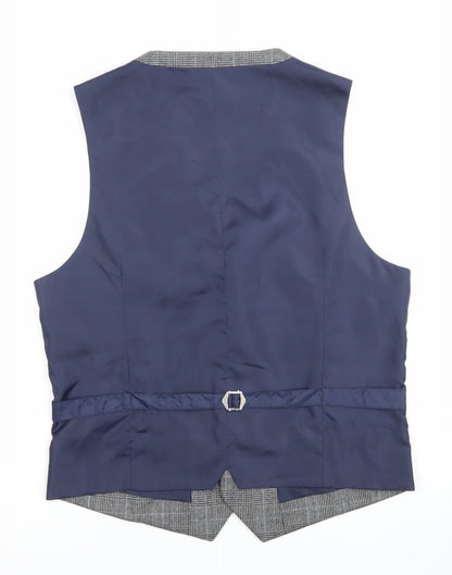 Burton Menswear Men's Grey Checked Wool Waistcoat Size M 38-41" Chest