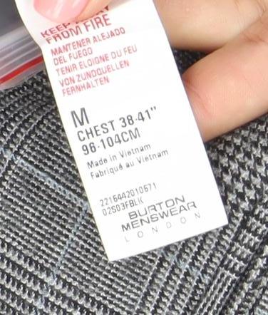Burton Menswear Men's Grey Checked Wool Waistcoat Size M 38-41" Chest