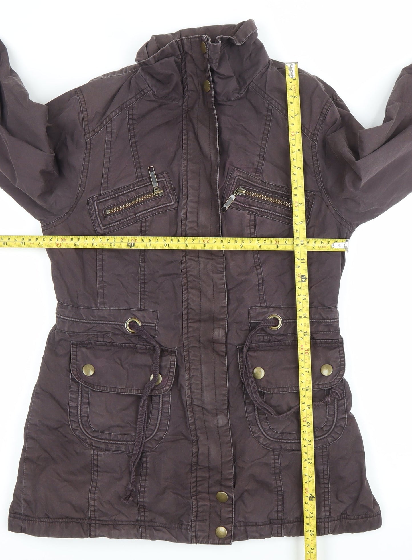 TU Women Brown Size 8 Military Jacket with Pockets
