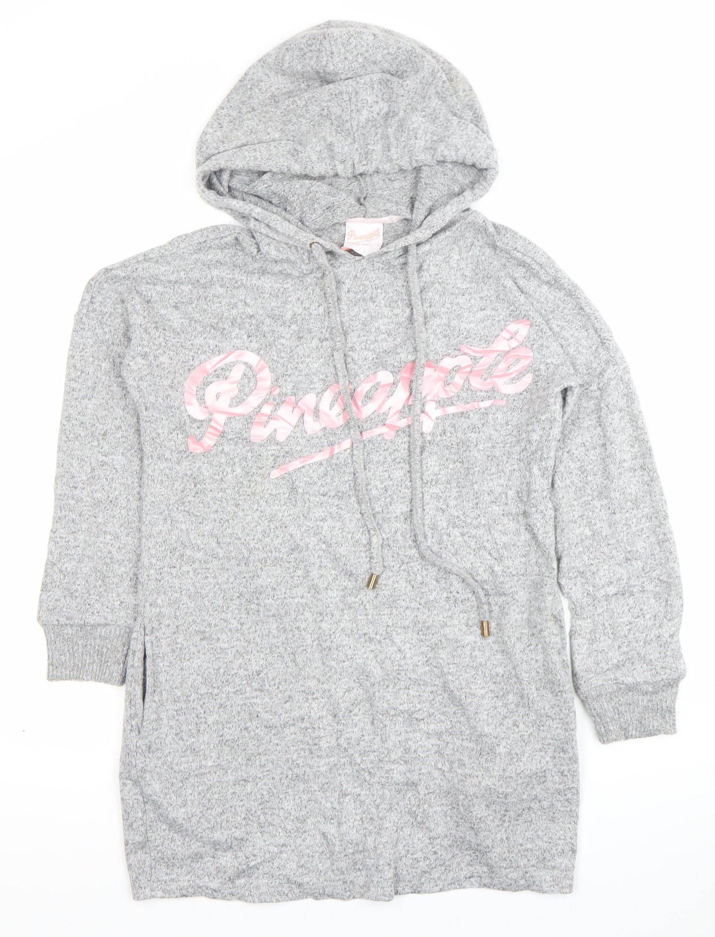 Pineapple Women Grey XS Hoodie T-Shirt Dress Casual Lounge