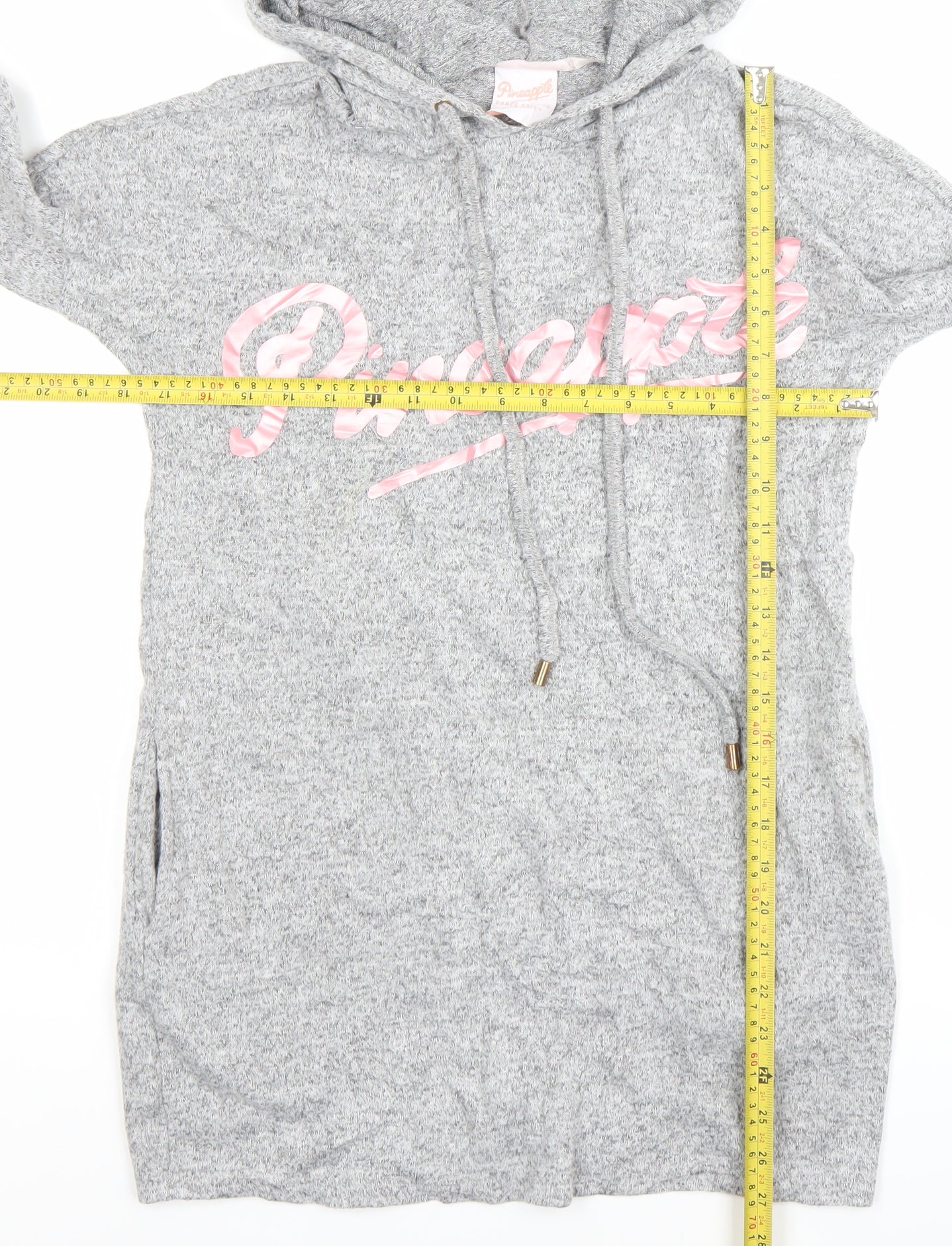 Pineapple Women Grey XS Hoodie T-Shirt Dress Casual Lounge