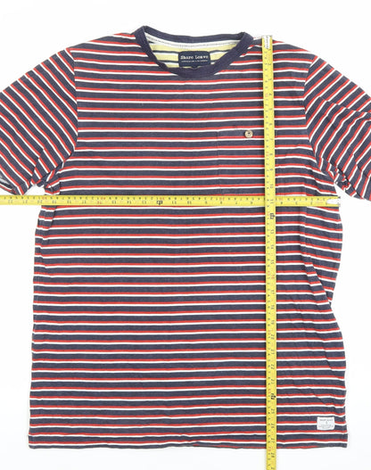 Shore Leave Men's Medium Blue Red Striped Cotton T-Shirt